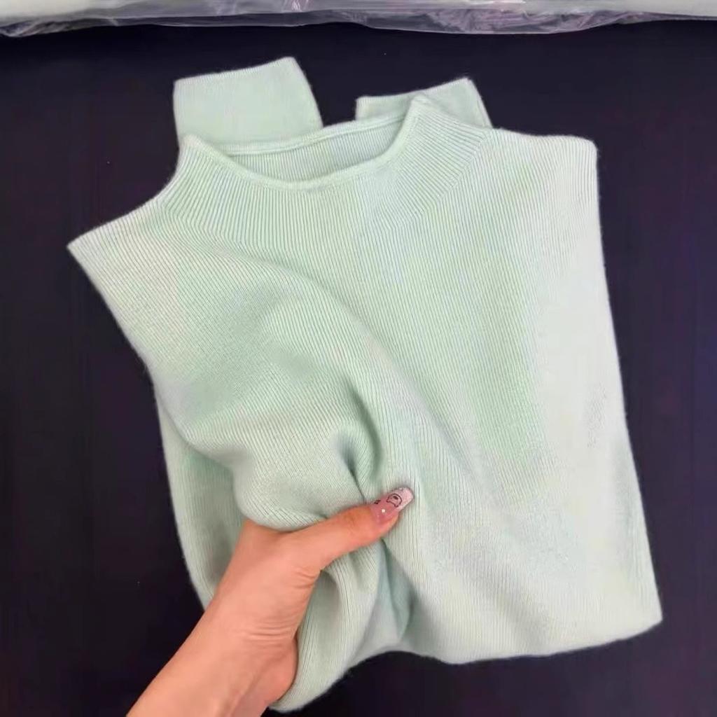 Korean Style Women's Stand-Collar Knit Sweater - Winter Versatile Inner Wear for Slim Neck Shape