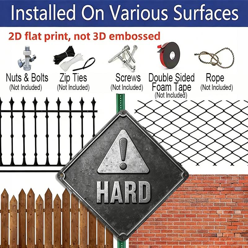 2D Flat - 1pc Hard Object Warning Theme, Decorative Gift for A Colleague, A Vintage Metal Sign, Suitable for Decorating Gyms, Garages, Warehouses