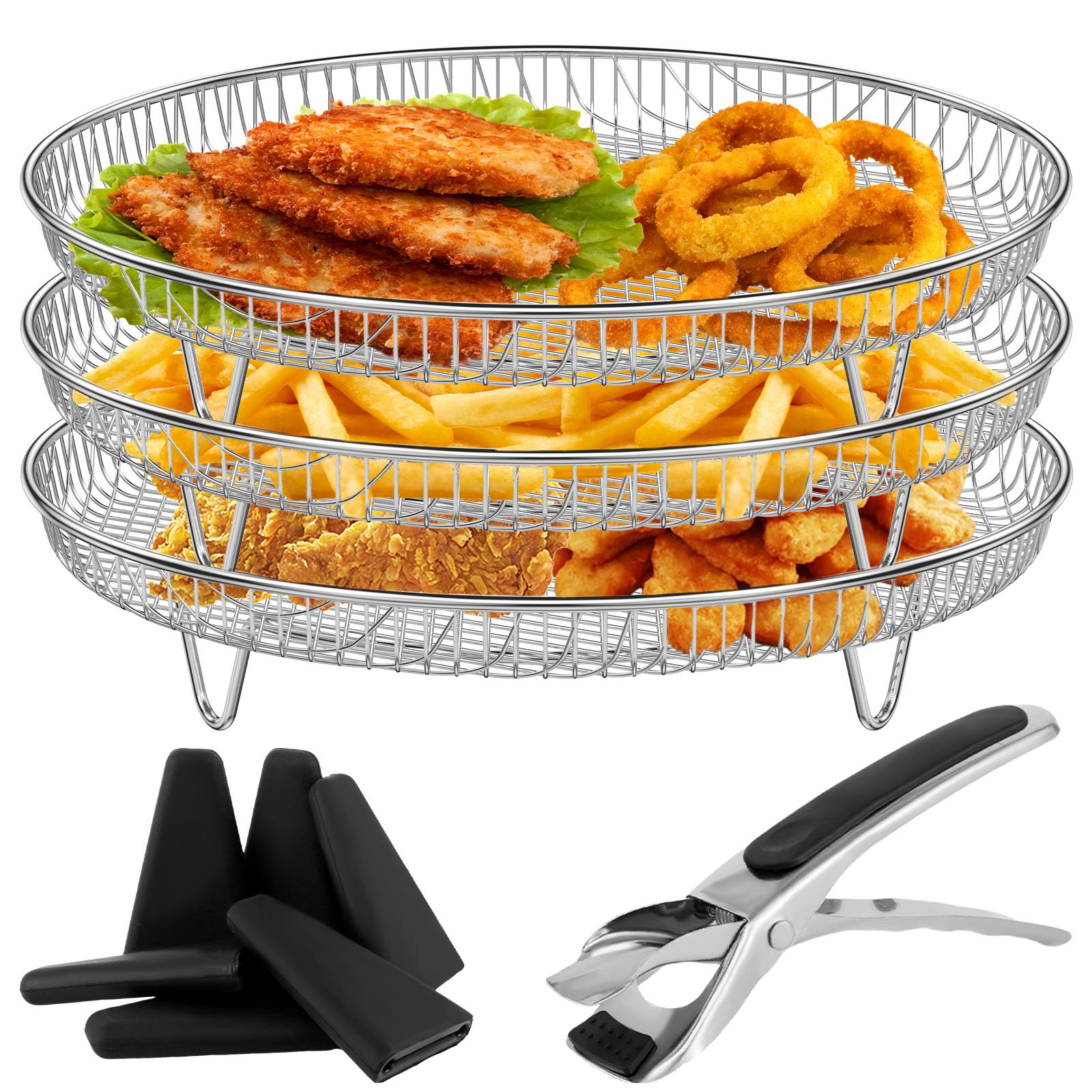 

3-ярусная подставка для аэрофритюрницы с ножками-удлинителями, подставка-дегидратор для аэрофритюрницы из нержавеющей стали, круглые аксессуары для аэрофритюрницы, инструмент для выпечки