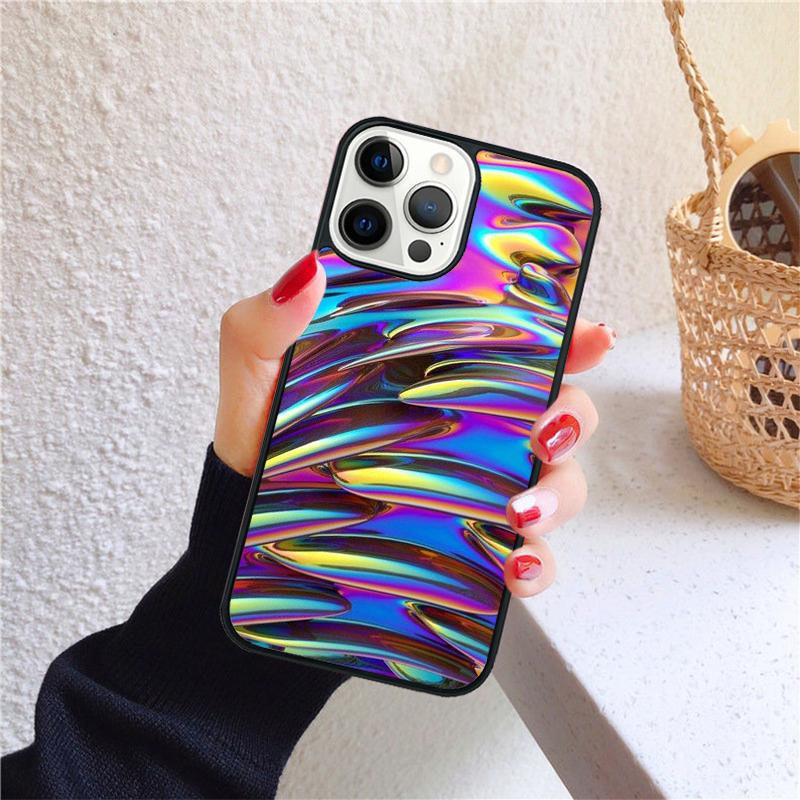 Psychedelic Trippy Holographic Phone Case for iPhone 17 Air 16 Coque 15 14 12 13 PLUS 11 PRO MAX Back Cover Fundas