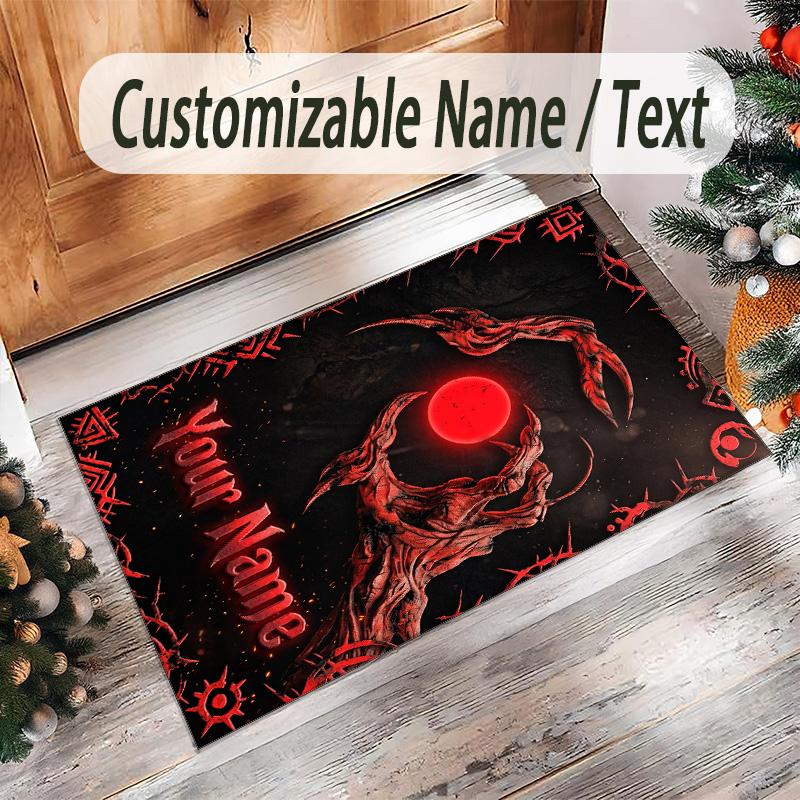 Witchcraft Theme Crystal Velvet Rug Personalized Custom Name Text Soft Floor Mat Home Decor