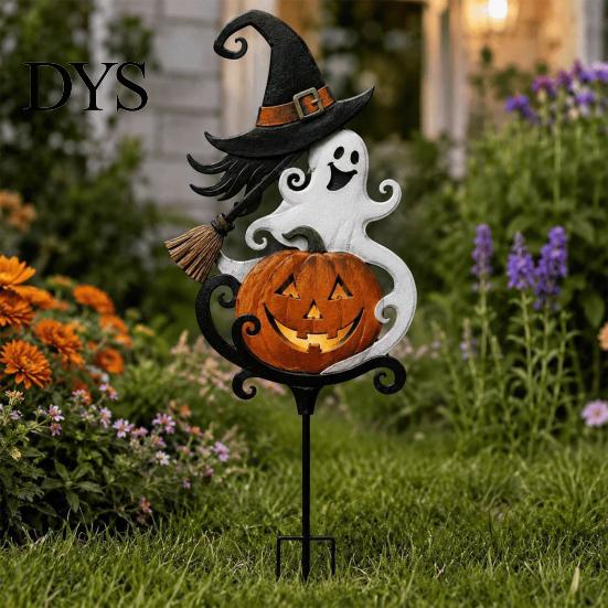 Yard Stakes for Halloween Garden Stake, Metal Witch Pumpkin Rust-Proof Outdoor Courtyard Ornaments Decoration Lawn Patio Porch Pathway, Gift Gardener