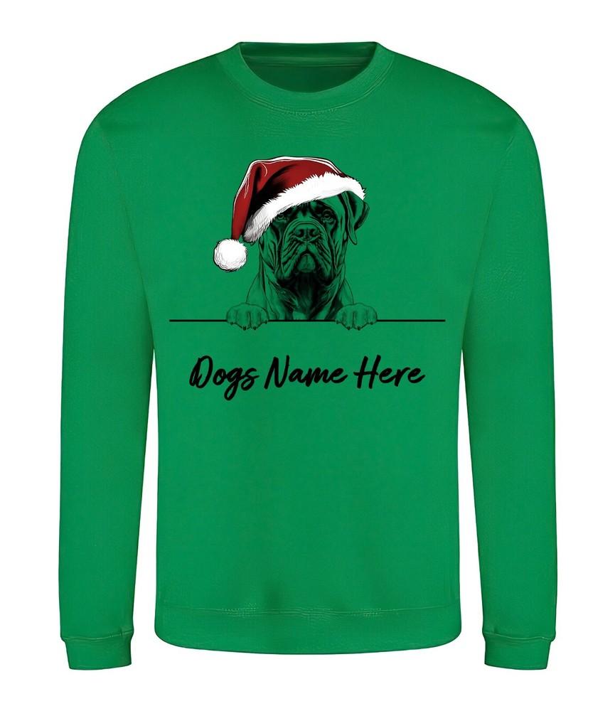 

BULLMASTIFF Personalised Christmas Dog Sweatshirt Adults Kids Jumper Sweater M