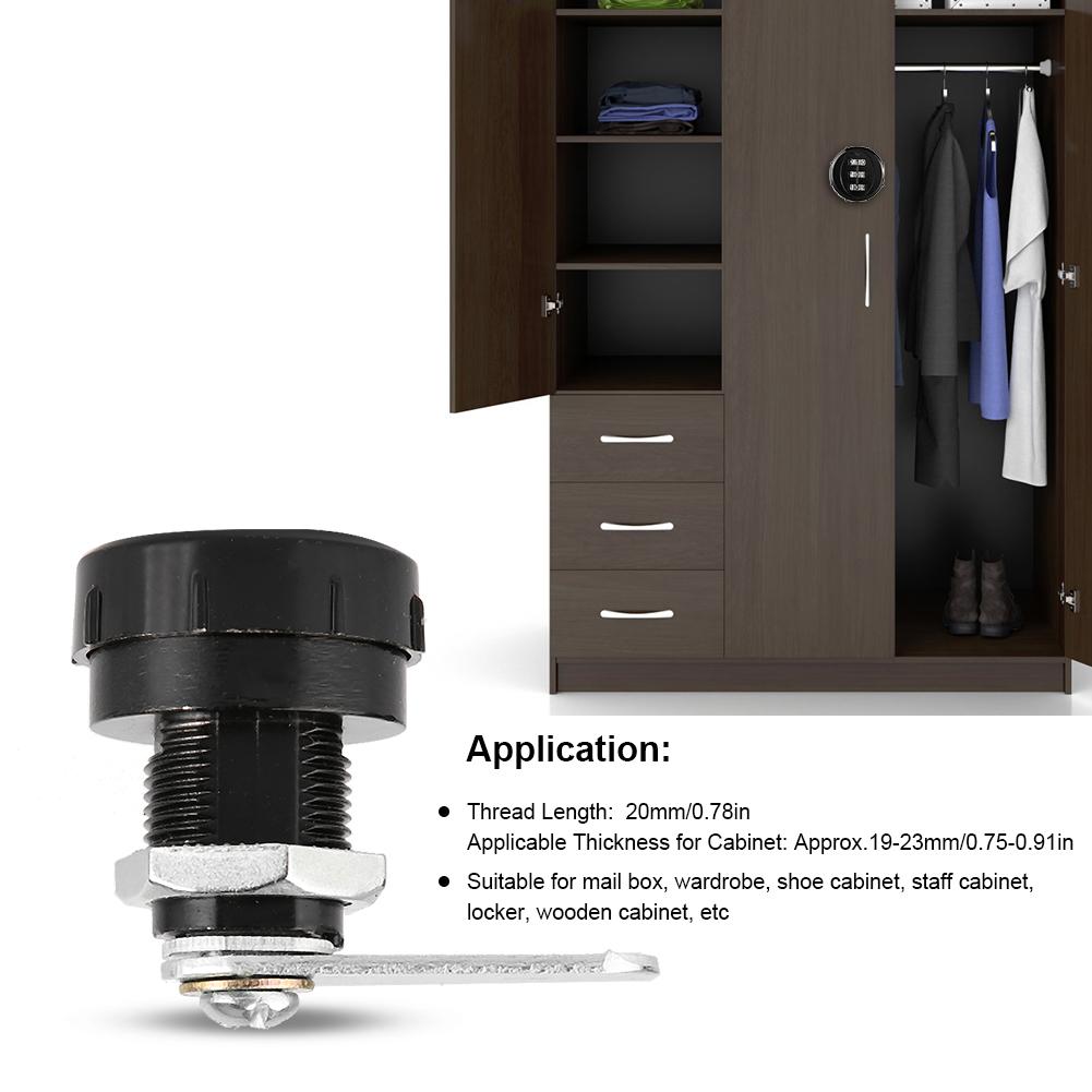 2pcs 3-Digit Zinc Alloy Mechanical Password Lock for Cabinet Wardrobe Mail Box Black20mm/0.79in
