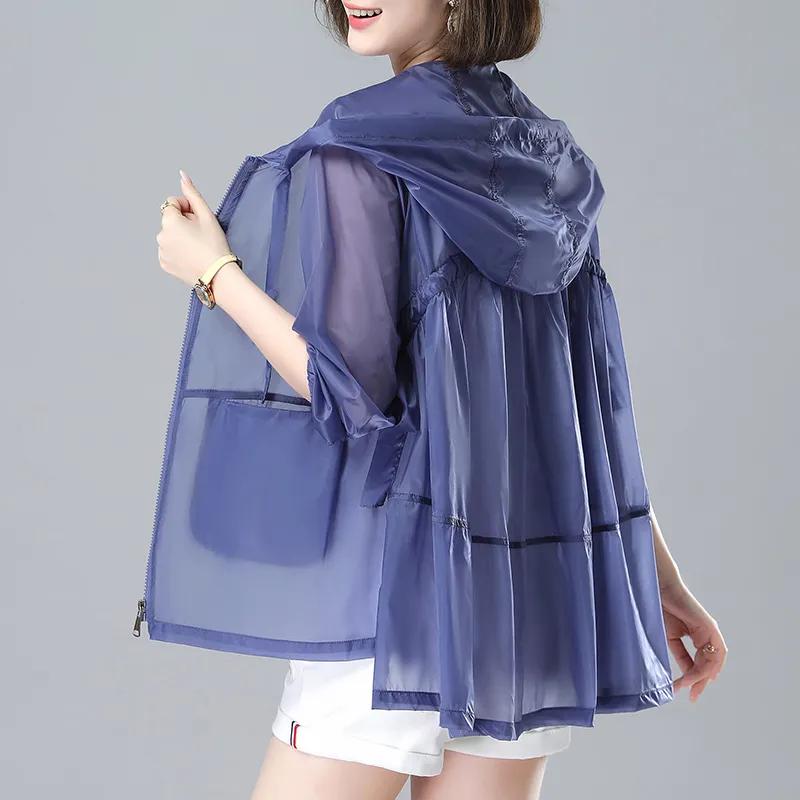 

Летняя солнцезащитная одежда Женское дышащее короткое пальто с длинным рукавом Свободная солнцезащитная одежда