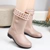 Women's rain shoes medium tube water shoes fashion warm rain boots women's cotton water boots non-slip work rubber shoes car wash kitchen
