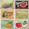 MISES Vegetable And Fruit Metal Tin Sign Retro Metal Plaque Decorative Plate Man Cave Studio Farm Metal Sign Kitchen Wall Plate