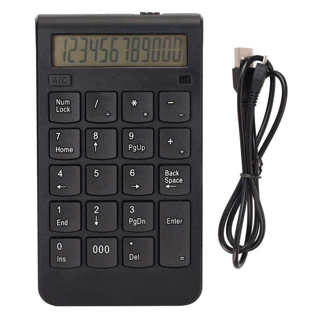 2.4G Numeric Keypad with Screen U Shaped Keys 32.8ft Effective Distance Low Noise USB Number Pad for Laptop PC