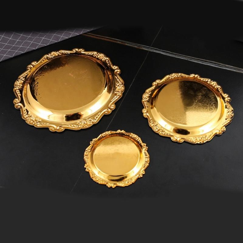 Artistic Iron Serving Tray Produced as Cake Stand or Fruit Dish with Retro Floral Pattern and Stable Base