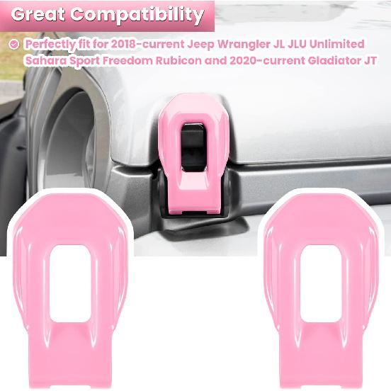 Hood Latch Lock Catch Brackets Cover for 2018-2024 Jeep Wrangler JL JLU Unlimited Sports Freedom Sahara Rubicon Gladiator JT 2-Door & 4-Door Exterior