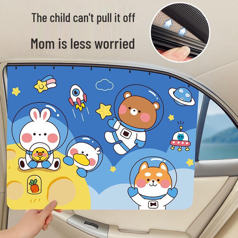 Car Sunshade Curtains: Blackout, Heat Insulation, Privacy, Cartoon Design