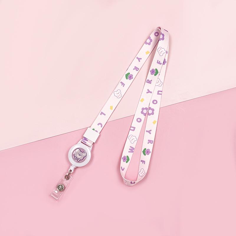 Cartoon Teleskopische Leichtziehbare Schnalle Lanyard Studenten Anti-Verlust Kartenhalter Halsband Langes Seil Arbeits Namensschild Namensschild Lanyard