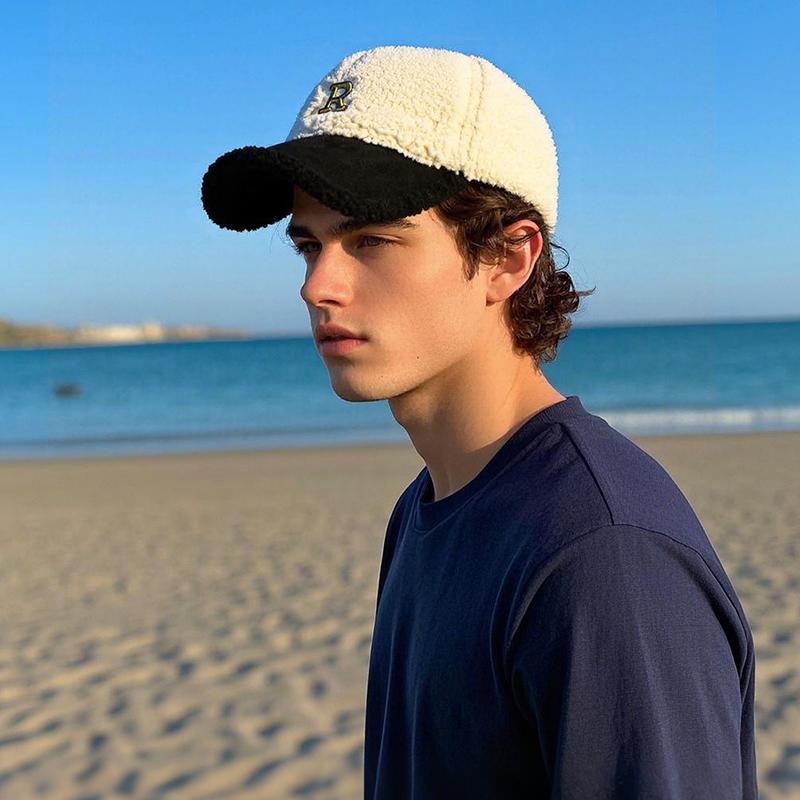 Winter Curly Plush Warmth Peak Cap Cute Baseball Caps Unisex Accessories Sporty Style Color-block Design Minimal Style 56-60cm