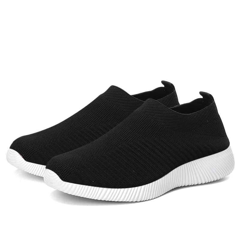 Women's Sneakers Breathable Solid Color Mesh Woven Outdoor Lightweight Low Top Walking Running Sports Socks Tennis Shoes