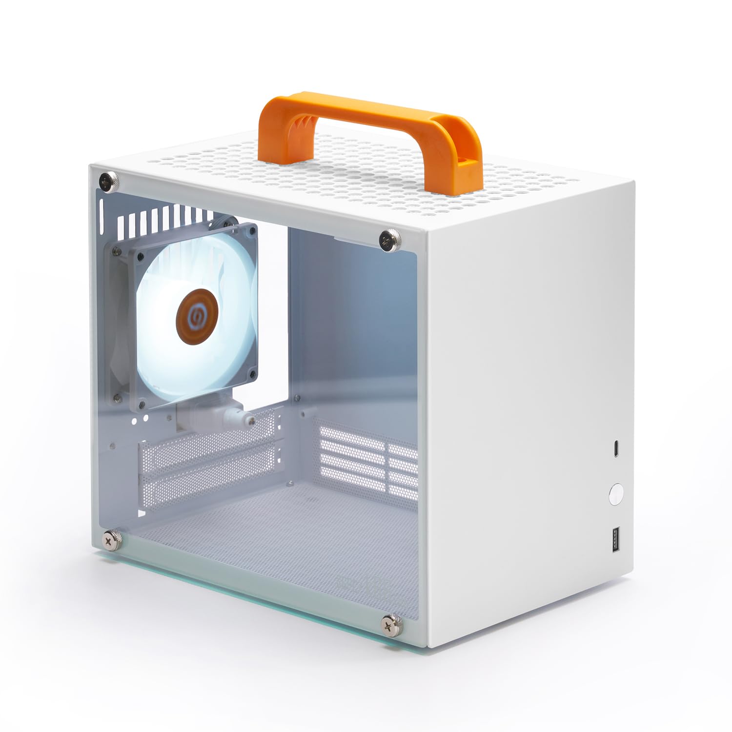 

SGPC K66 lite Compact ITX Case Sleek Steel Design with 3mm Tempered Glass Side Panel Compatible with ITX Motherboards and SFX Power White - 1mm-1.5mm білий