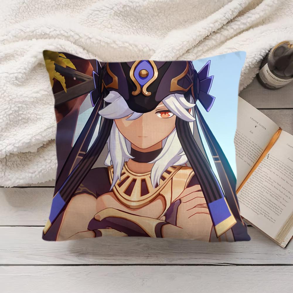 Cyno Genshin Impact Cute Cushion Cover Silky Short Plush Invisible Zipper Dustproof Sofa Pillow Case For Home Decor