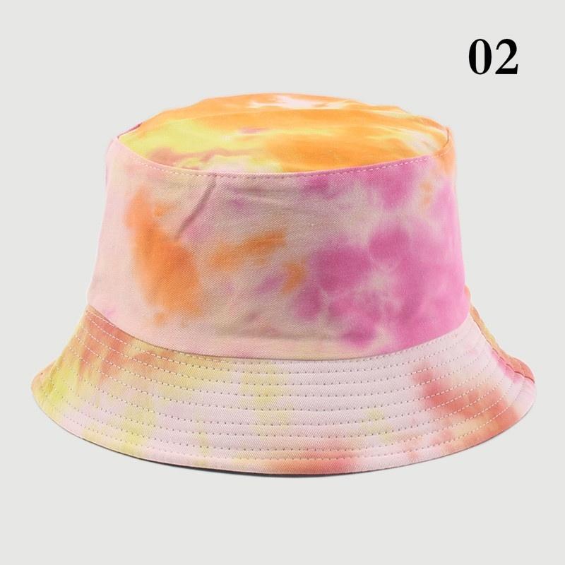 Fashion Summer Double-sided Hat Colorful Graffiti Fisherman Caps Dyeing Bucket Hats  Sunhats Girls LS