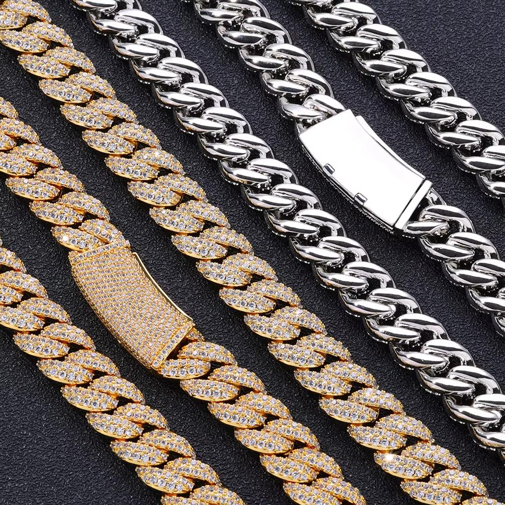Fashion Hip Hop 5A+ CZ Stone Bling Iced Out 13mm Cuban Link Chain Necklace for Men Rapper Jewelry