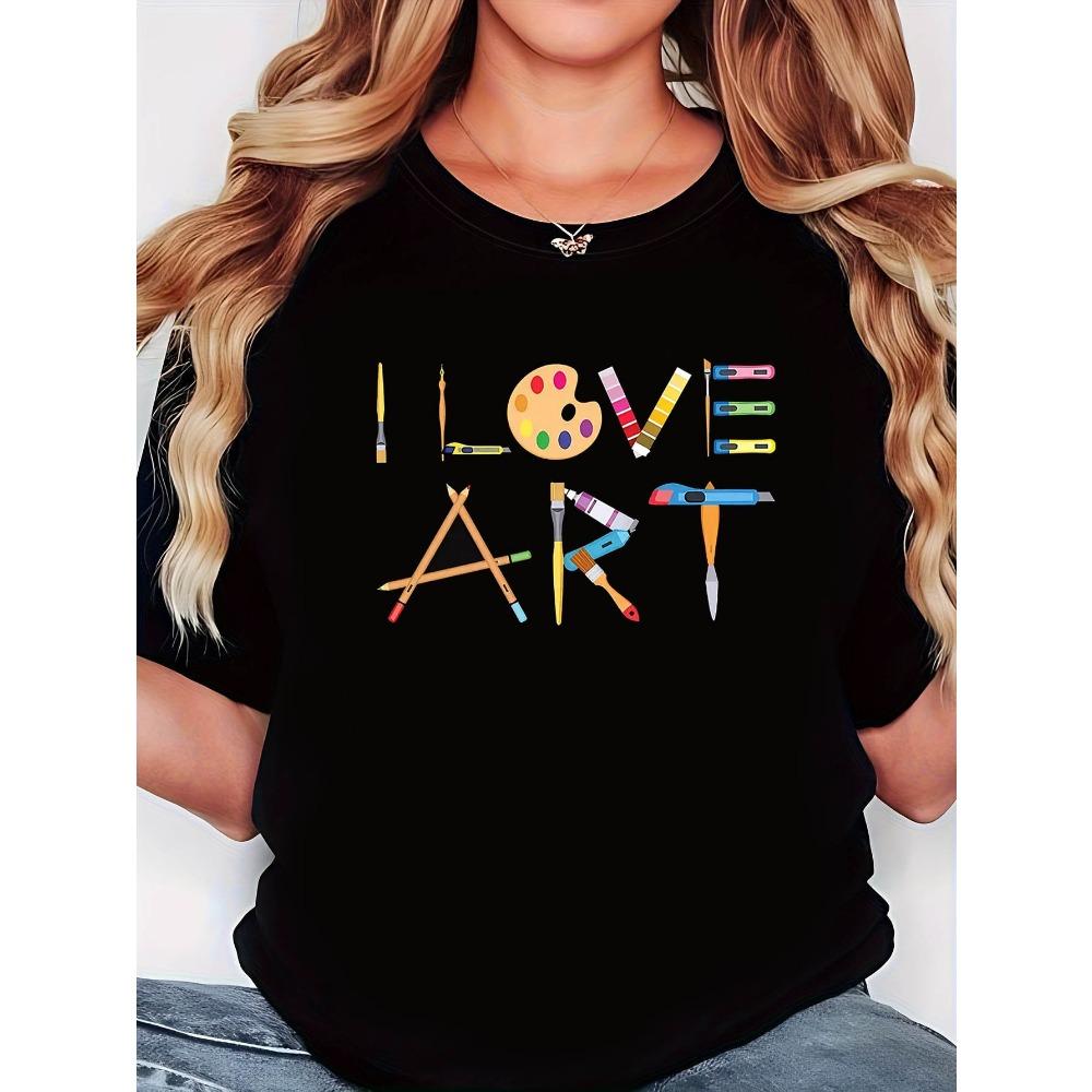 

Patterned Printed Women s Stylish Casual Round-neck Summer T-shirt Cheerful for Outings Outdoor Activities Commuting Versatile M