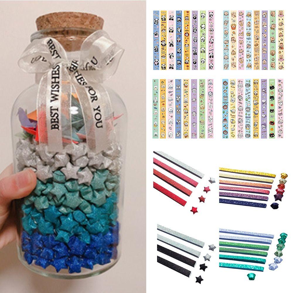 540 Sheets Creative Colorful Star Origami Paper Single Sided Art Craft Lucky Star Origami Cartoon Best Wishes Folding Star Gift