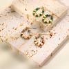 Natural Stone Beaded Spacer Square Dice Stud Earrings Titanium Steel Plated Real Gold Women'S French Retro Stainless Steel Earrings