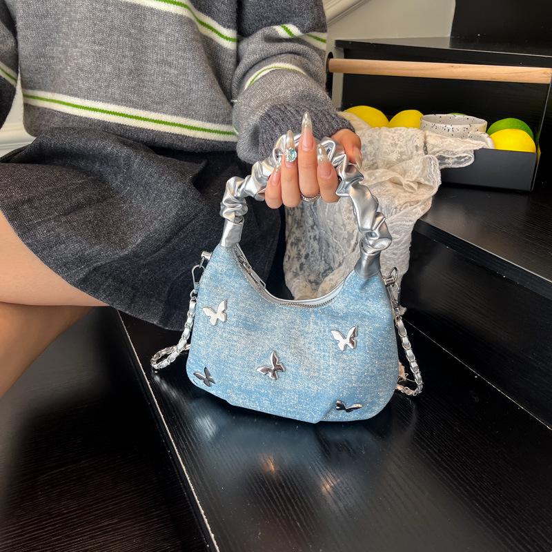 2025 Summer Denim Bow Handbag - Stylish Crossbody & Shoulder Bag