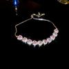 Pulsera coreana ajustable de flor de rombo de circón - Joyería elegante y versátil para mujer