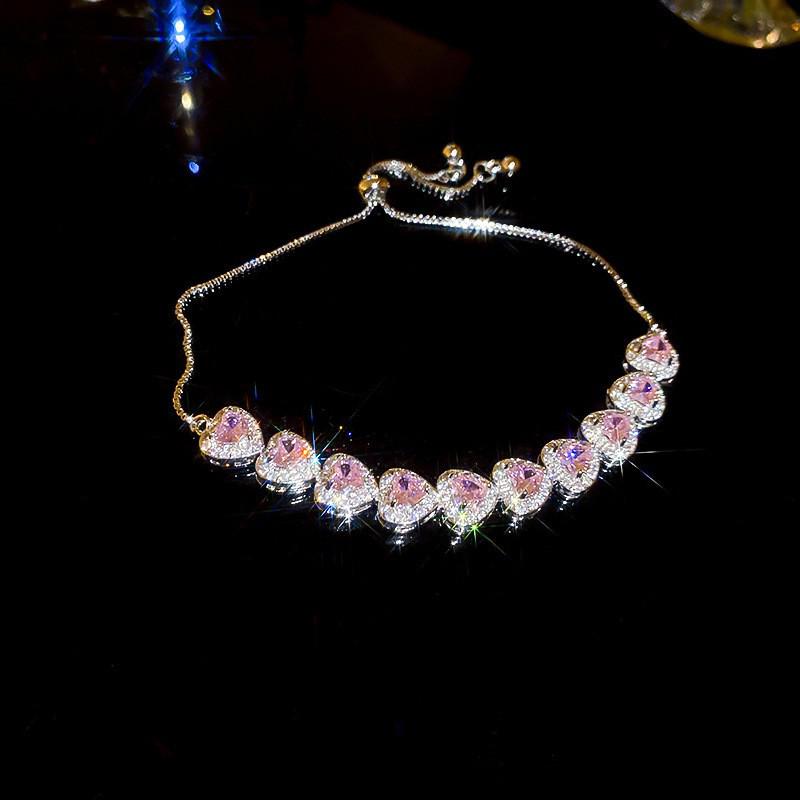 Pulsera coreana ajustable de flor de rombo de circón - Joyería elegante y versátil para mujer