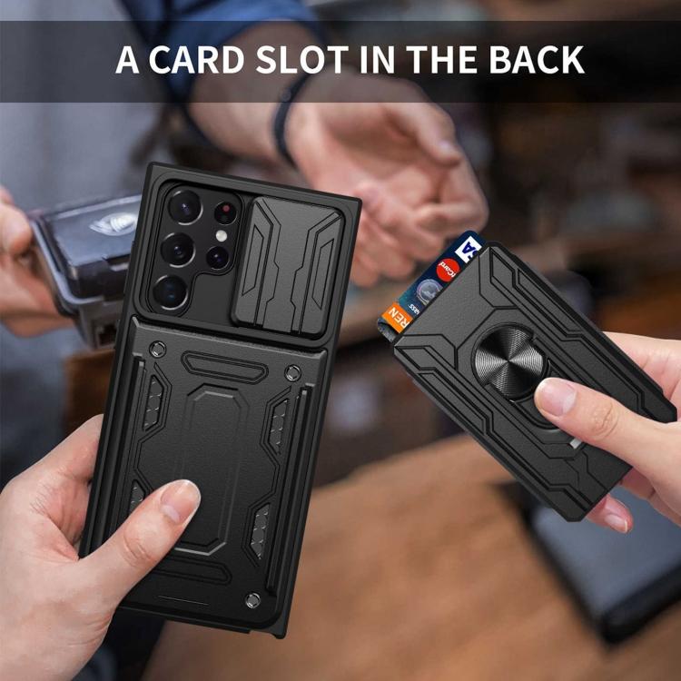 For Samsung Galaxy S22 Ultra 5G Sliding Camshield Card Phone Case