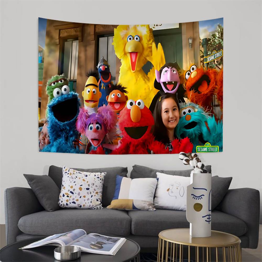 Cartoon SSesame Cookies SStreet Colorful Tapestry Wall Hanging Bohemian Wall Tapestries Mandala Wall Art Decor