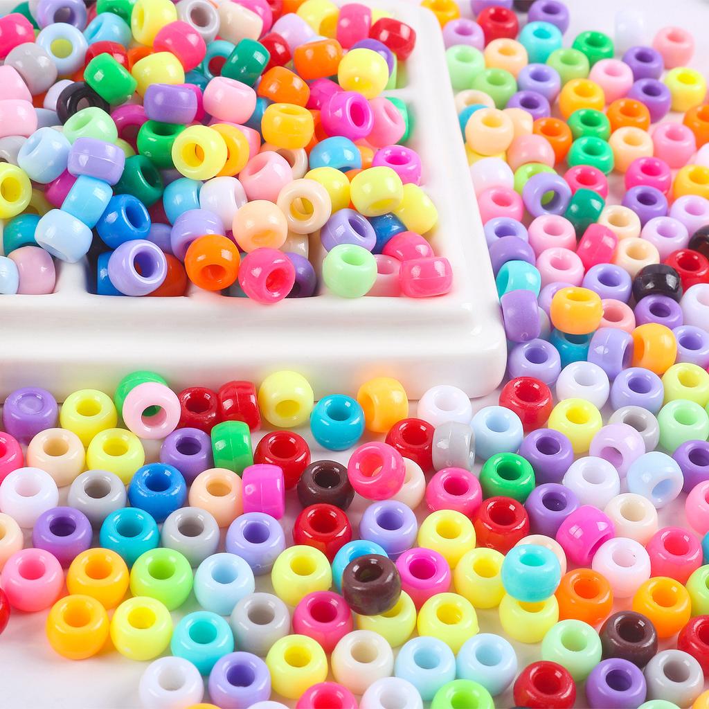 Acrylic Pony Beads Large Hole Beads Dreadlocks Solid Color Bucket Beads Diy Mobile Phone Chain Necklace Loose Beads Jewelry Accessories