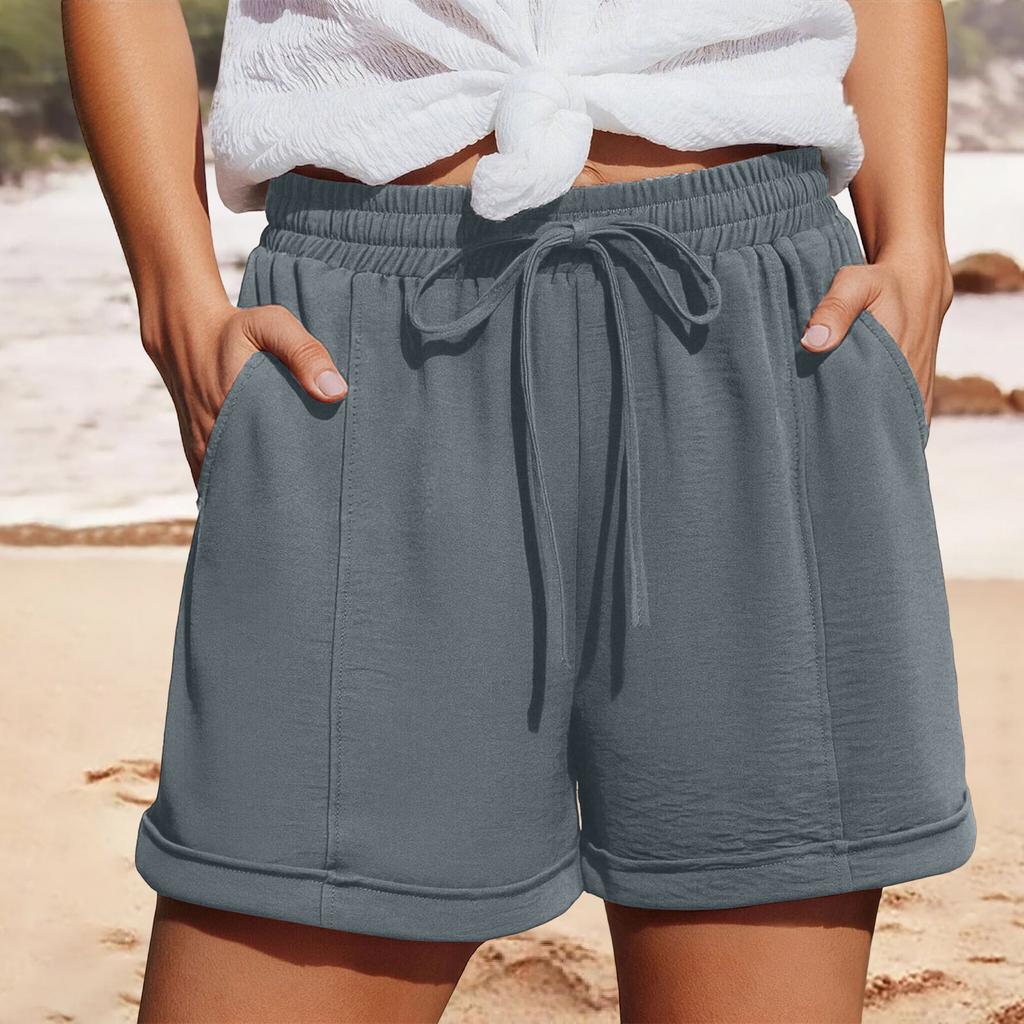 Women’s Drawstring Elastic Waist Casual Shorts with Pockets Relaxed Fit Lightweight Soft Fabric Summer Lounge Bottoms