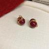 2024 Exquisite High-End Retro Silver Needle Red Heart Flower Earrings for Women