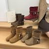 Short Boots Children's Autumn New Retro Flat Bottom Beaded Strap Short Boots Soft Bottom Fashion Matte Martin Boots
