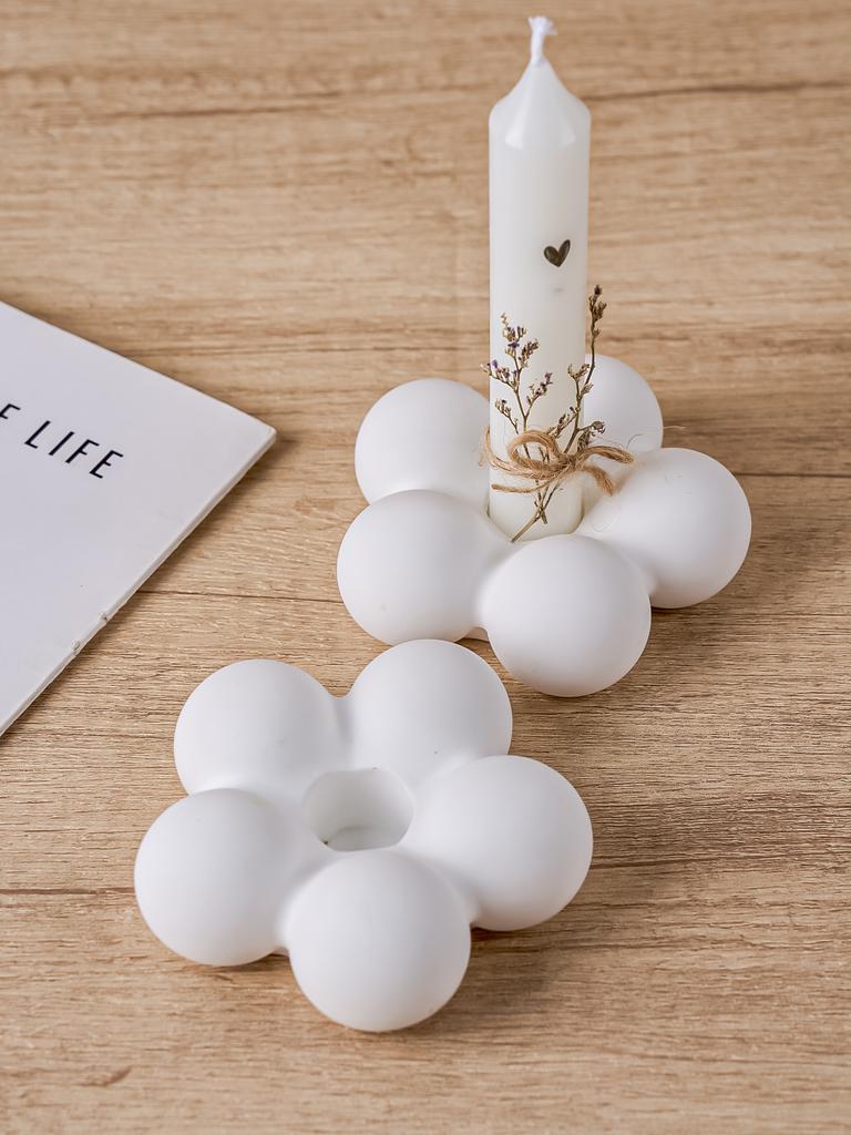 DIY Niedlicher Wolken-Blumen-Kerzenhalter Silikonform Handgemachtes Kerzenständer-Ornament Gipsform Harz-Handwerk Gießen Heimdekor