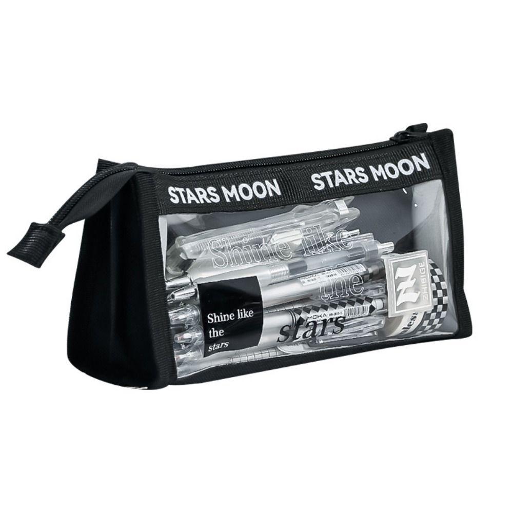 Triangle Stationery Storage Bag Three-dimensional Transparent Zipper Pouch Stationery