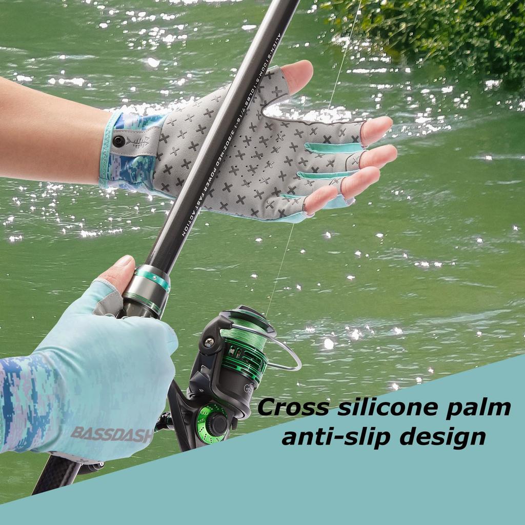 BASSDASH Angelhandschuhe, 3/4 Finger, UPF 50+, Rutschfest, Unisex