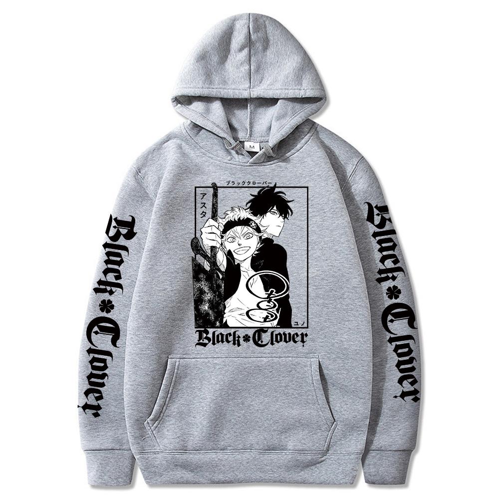 Lustige Anime Black Clover Yuno Grinbellor & Asta Herren-Hoodies Harajuku Cartoon Langarm Hip Hop Mode Sweatshirts Damen