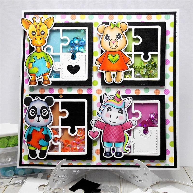 Metal Kesme Ölür Kart Yapımı için Scrapbooking DIY Kabartma Keser Yeni Zanaat Kalıp Kalp Bulmaca Kapağı