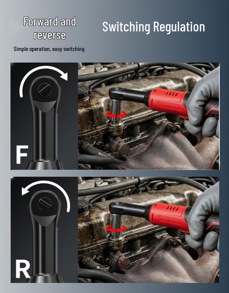 21V Electric Right Angle Ratchet Wrench with Lithium Battery for Auto Repair and Installation