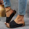 Summer, New Styles, Women's, Thick Soled Slippers, Plus Size, Fish Mouth, Wide Stripe, Thick Soled Shoes