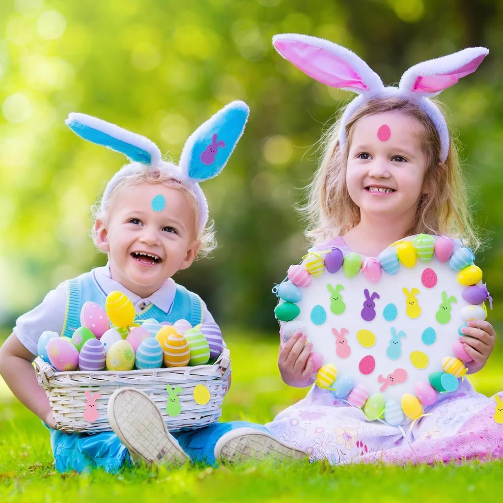 Whaline 250Pcs Easter Foam Stickers Bunny Rabbit Egg Decals Self Adhesive Stickers for Spring Birthday Party DIY Crafts Greeting Cards Making Home