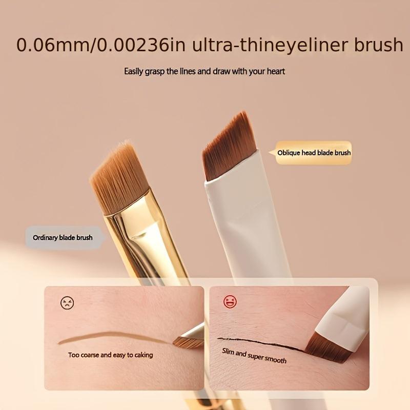 Klingen Eyeliner Pinsel Ultra Dünn Fein Winkel Flach Augenbrauenpinsel Unter dem Auge Make-up Pinsel Präziser Detailpinsel Weiß