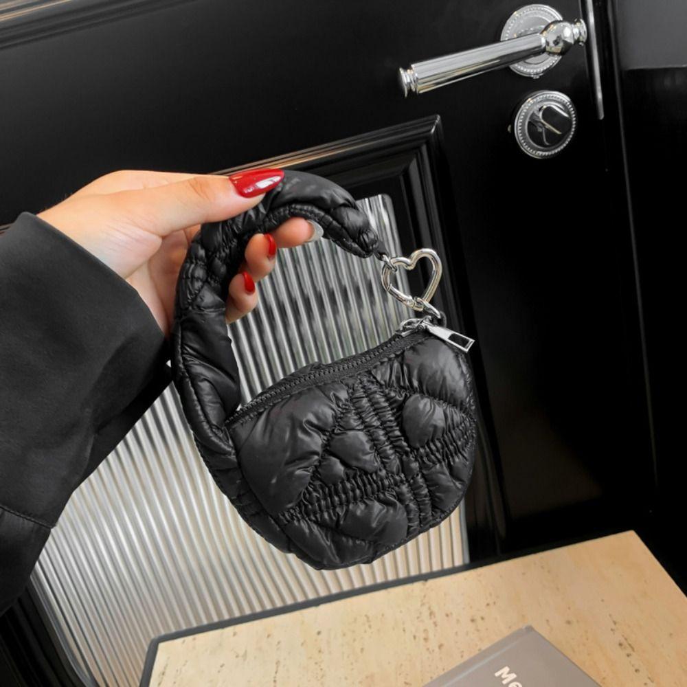

Mini Handbag Small Wallet Quilted Bag Pendant Portable Mini Pleated Cloud Bag Girls/Female сірий