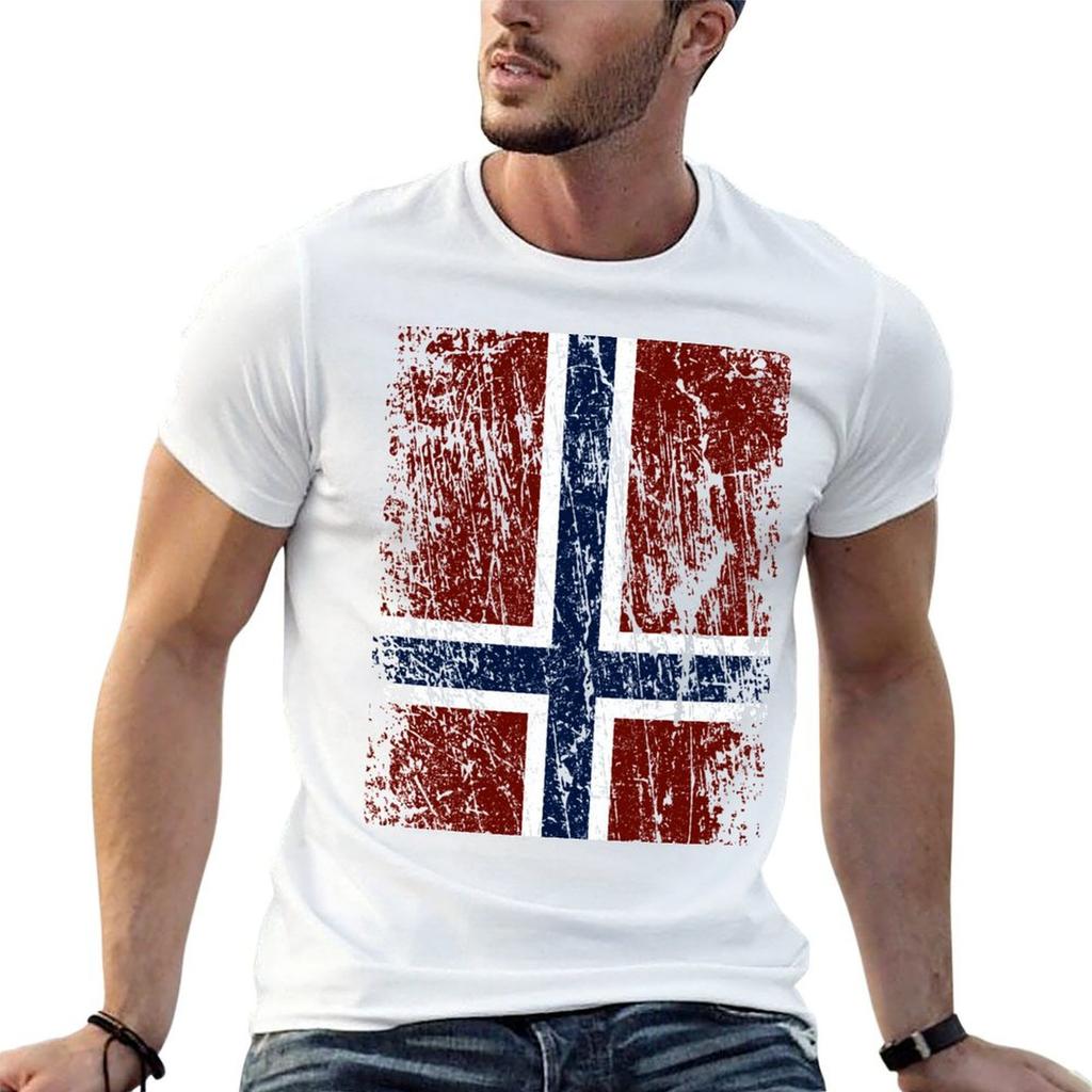 Norwegian flag on end  upside down cross TShirt Fitness Quick Dry Short Sleeve Top