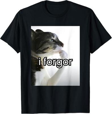 Lustige alberne Katzen-Emojis Ich habe vergessen zu zucken hirnlose Emojis T-Shirts modische kurzärmelige Rundhalskleidung