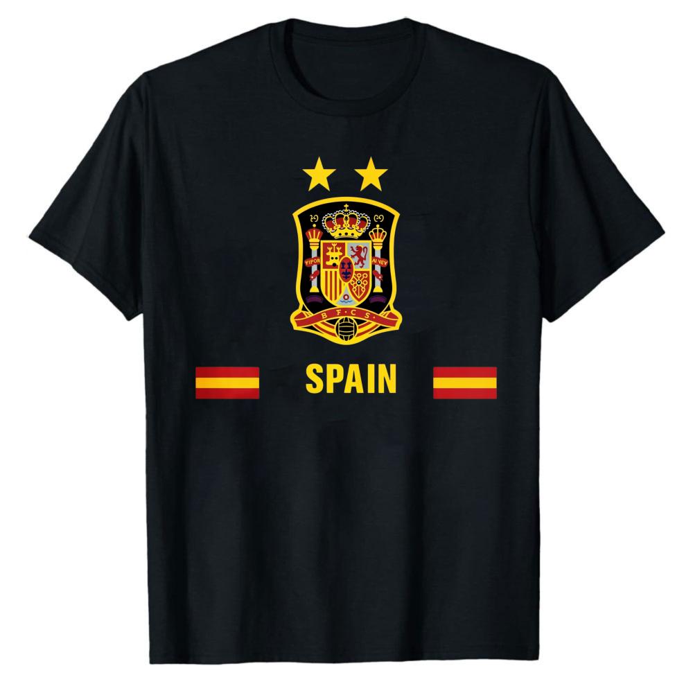 2026 Spain National Color Abstract Graphic Tshirt Unisex Loose Fit Country Themed Art Print Urban Street Style Casual Tees