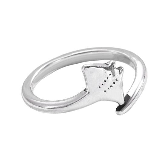 Manta Ray Ring for Women Cute Ocean Sea Animal Adjustable Rings Jewelry Gifts for Girlfriend Wife Mom серебряный