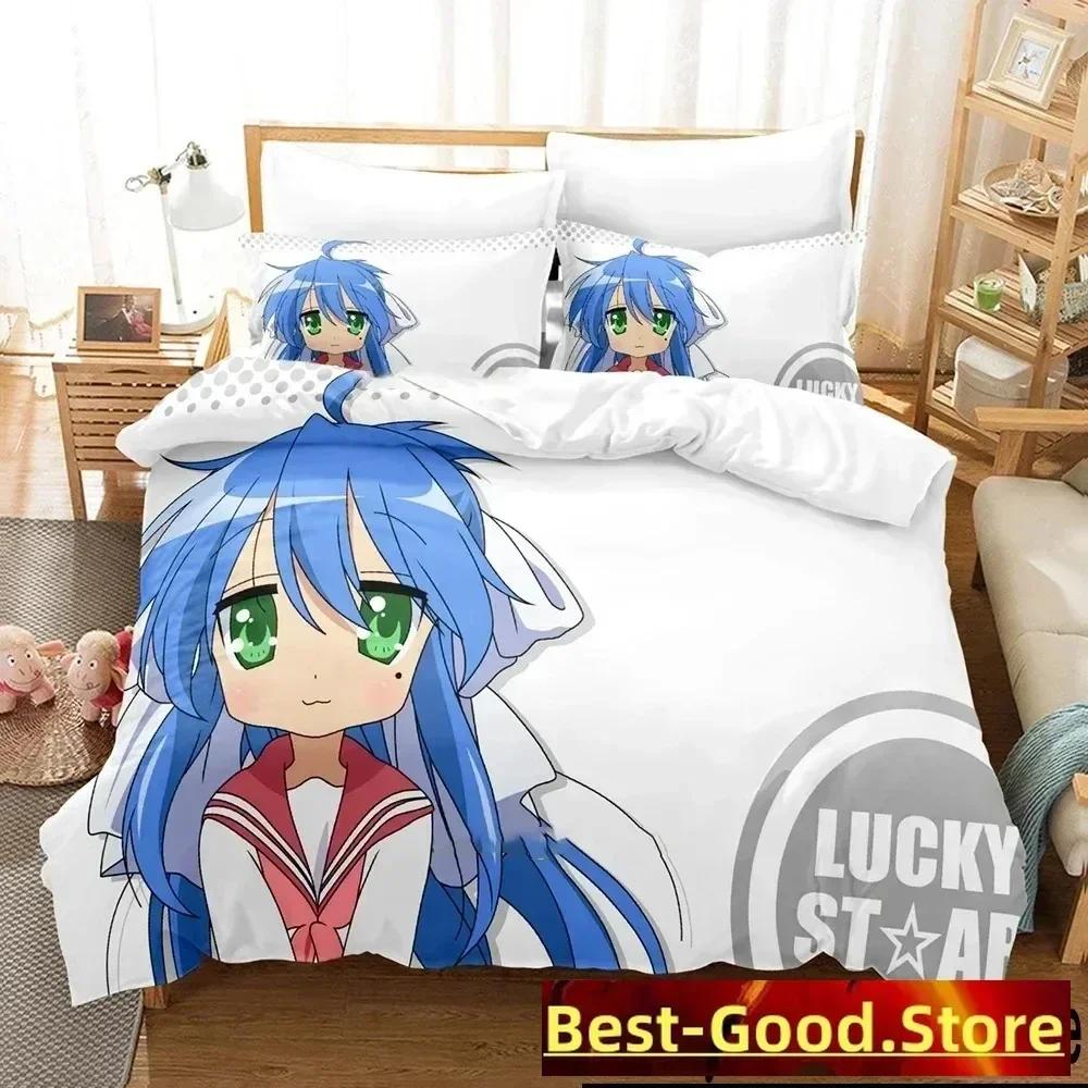 Anime Konata Izumi Lucky Star Bedding Set Printed Bed Set With Pillowcase Bed Duvet Cover Soft Queen King Size Bedclothes Home