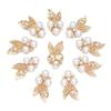 10PCS Pearl Flower Rhinestone Buttons Sparkling Crystal Hairpins Decoration Clothes Sewing Accessories